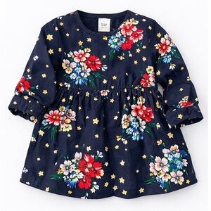 Baby GAP Floral Star Dress – Size 3-6M – Navy Blue